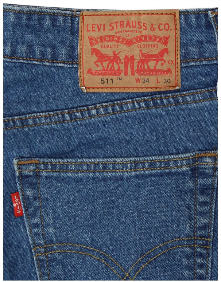Levi's Hombre 511 Slim Jeans W34 L30 Algodón Azul