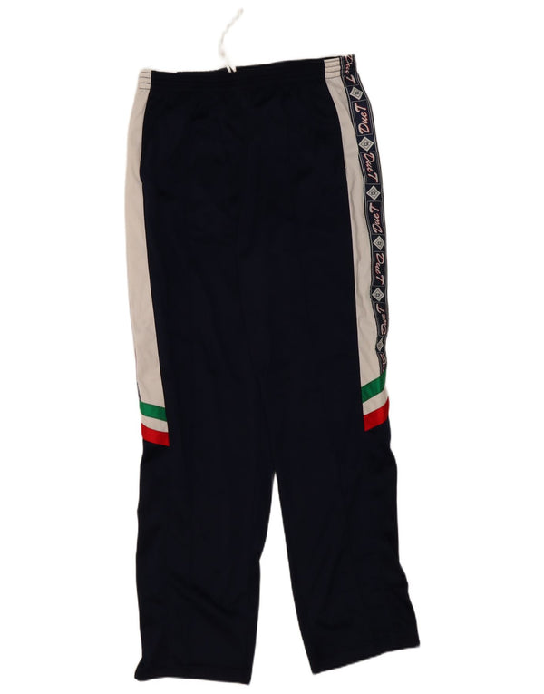 Vintage Hombre Gráfico Chándal Pantalones IT 56 XL Azul Marino Colorblock