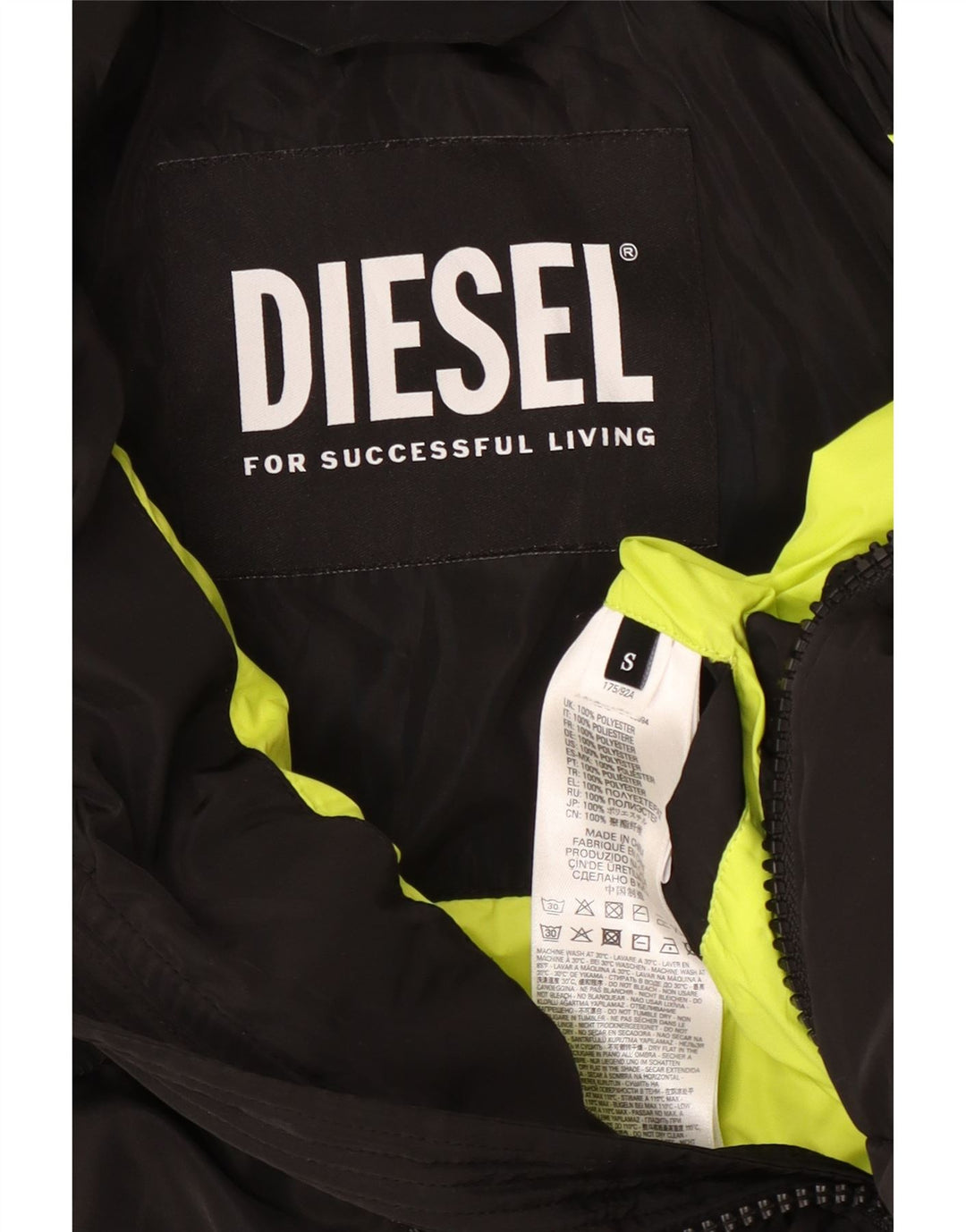 Diesel Chaqueta acolchada para hombre UK 36 Small Negro