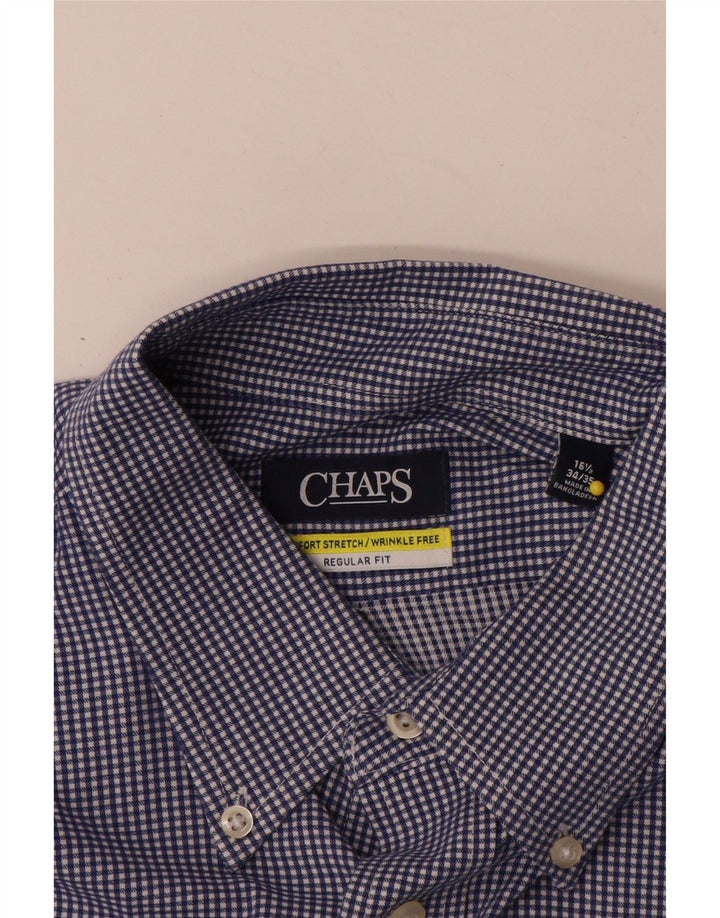Chaps Camisa de corte regular para hombre, talla 16 1/2, algodón a cuadros azul grande