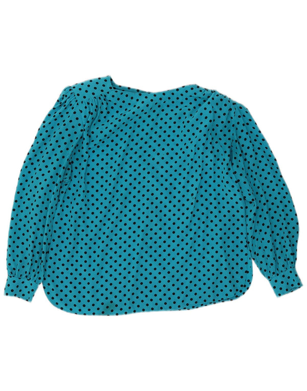 Vintage mujer manga larga blusa Top Reino Unido 16 grande azul manchado