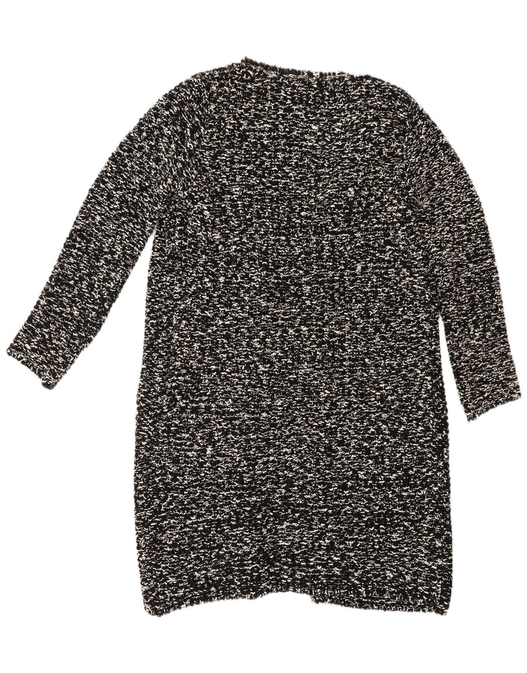 Zara Mujer Suéter Cárdigan Largo UK 44 Mediano Negro Moteado