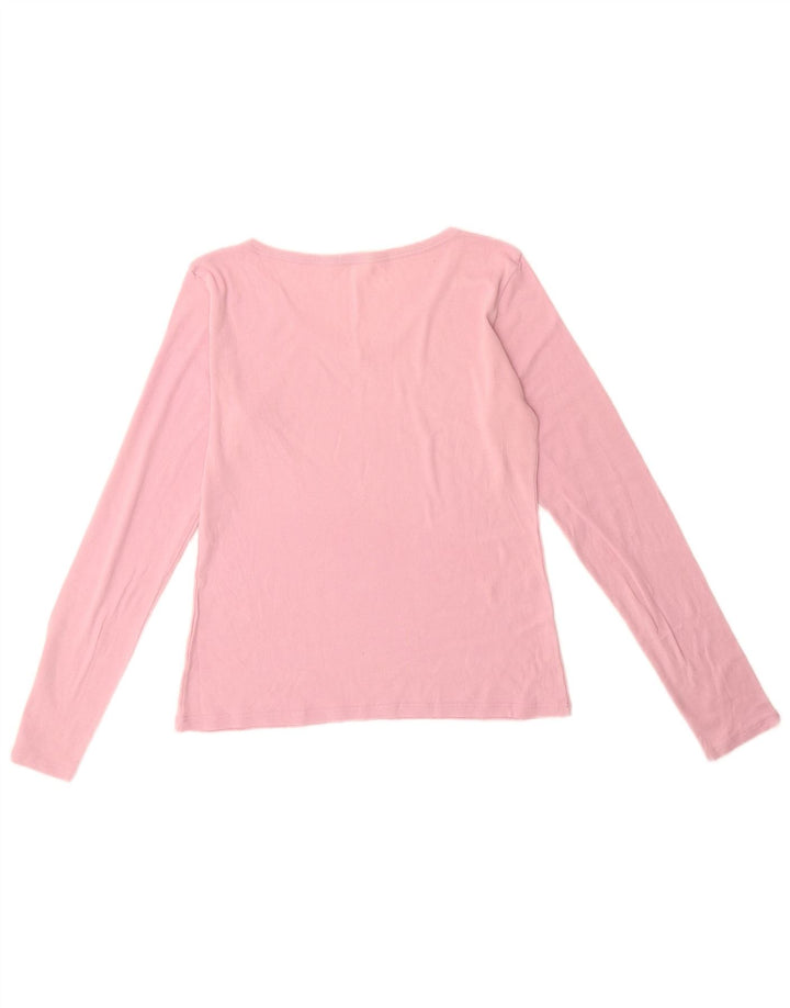 Benetton Top Gráfico De Manga Larga Para Mujer ES 42 Rosa Mediano