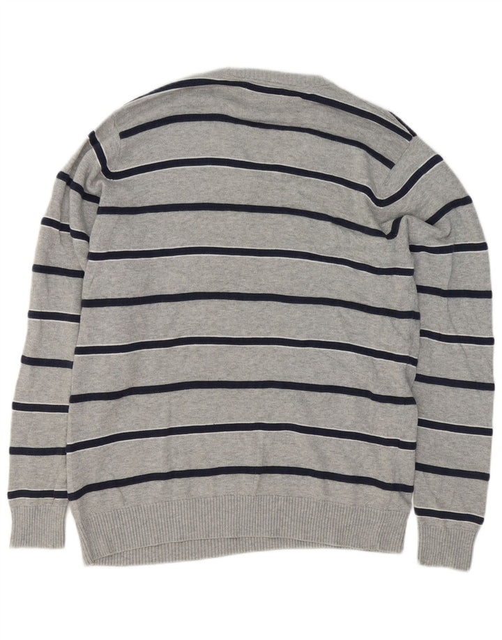 Jersey tipo jersey con cuello en V en color azul Harbor de Marks & Spencer para hombre, color gris medio a rayas