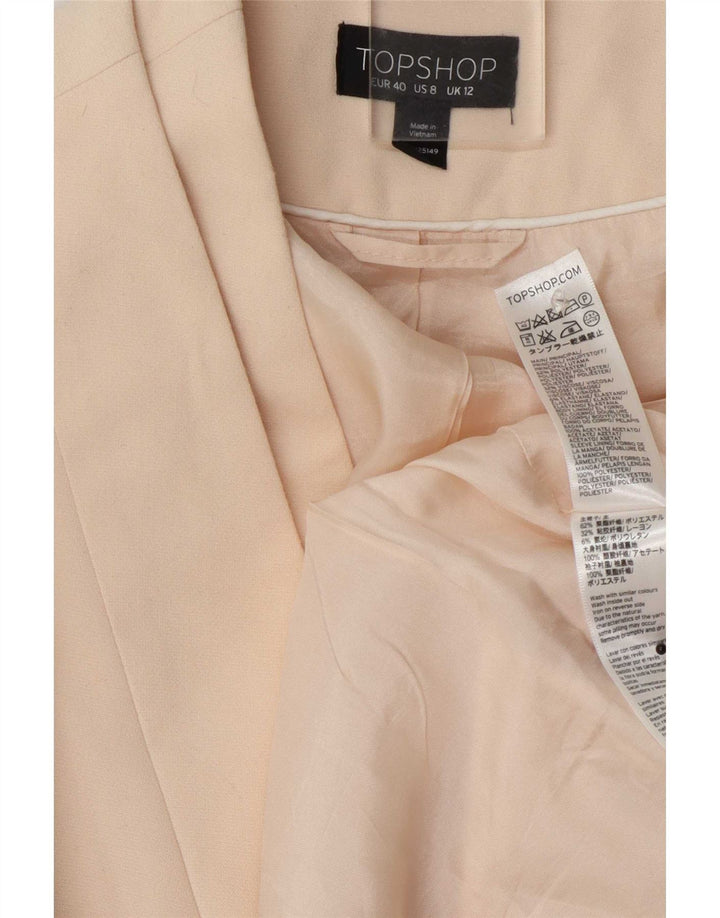 Topshop Chaqueta tipo blazer abierta corta para mujer Reino Unido 12 Mediano Blanco Roto Poliéster