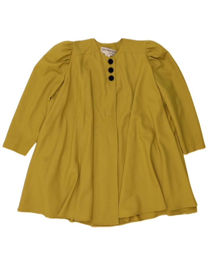 Abrigo vintage de gran tamaño para mujer IT 44 Lana amarilla media