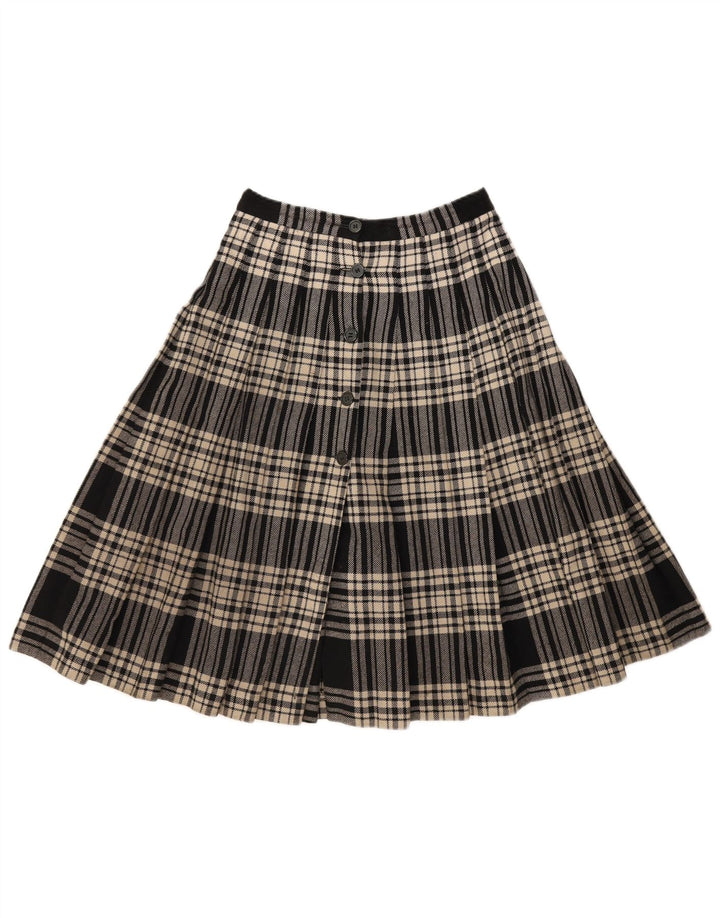 Vintage mujer falda plisada W26 pequeño cuadros negros