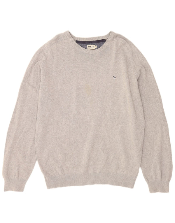 Farah Jersey con cuello barco para hombre, talla 2XL, algodón gris