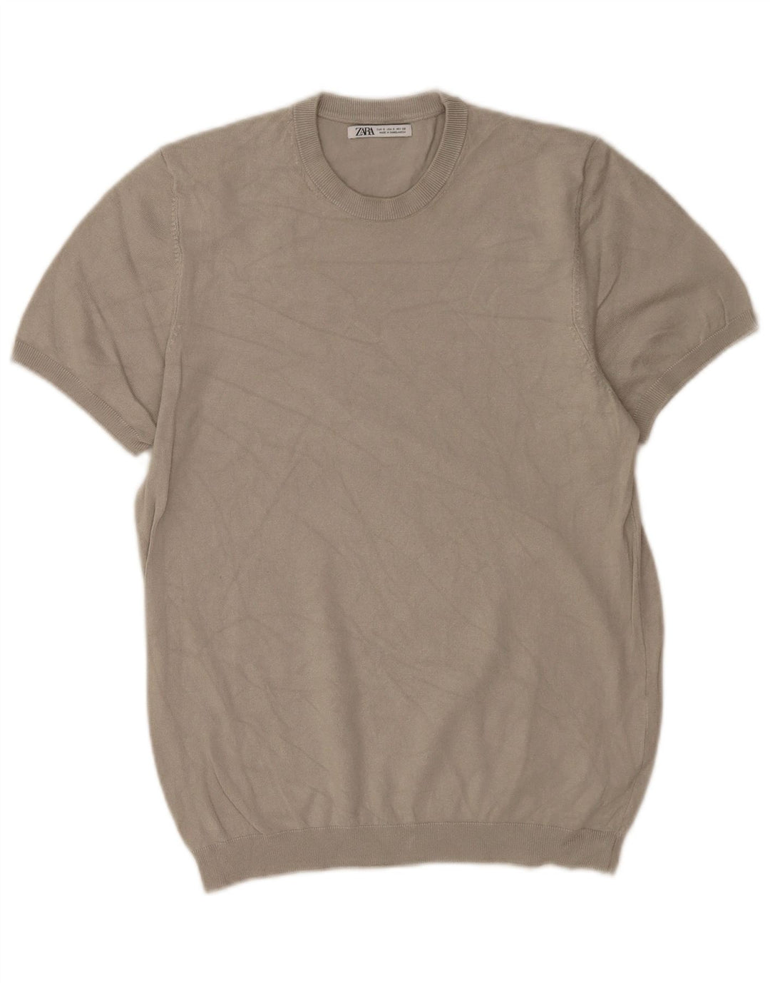 Zara Hombre Jersey De Manga Corta Con Cuello Redondo Jersey Small Gris Viscosa