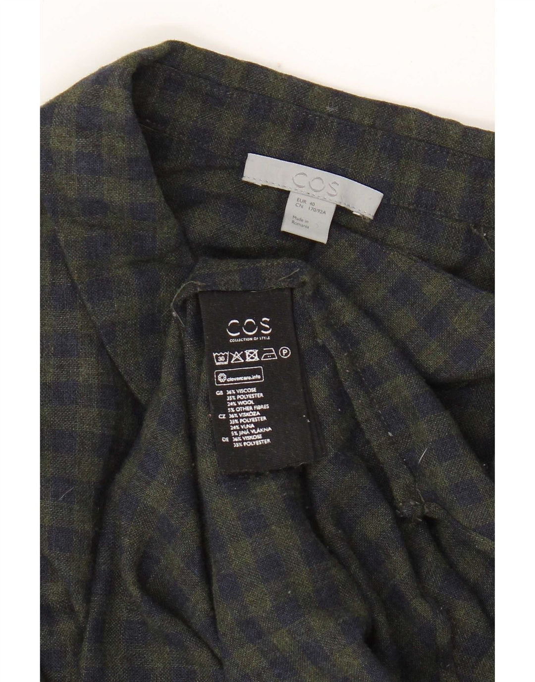 Camisa de franela para mujer Cos EU 40 Medium Khaki Check Viscosa