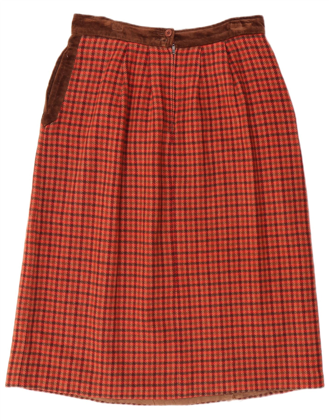 VALENTINO Falda acampanada Miss V para mujer W30 Lana de pata de gallo roja mediana