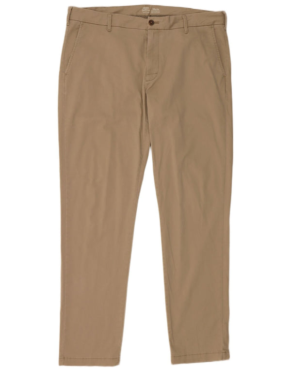 Izod Mens Salt Water Straight Slim Chino Pantalones W38 L34 Algodón Beige