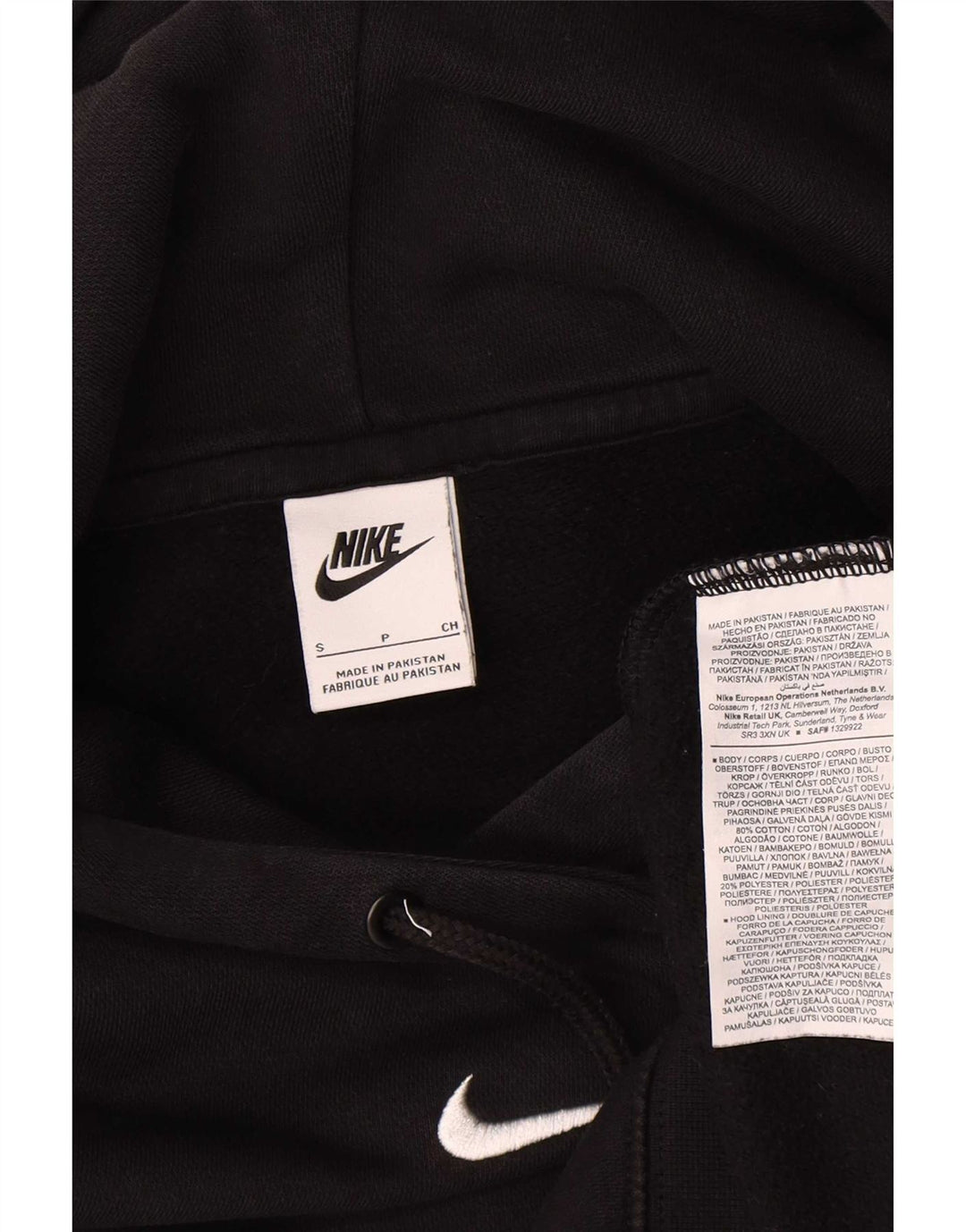 Nike Jersey con capucha extragrande para hombre, talla pequeña, algodón negro