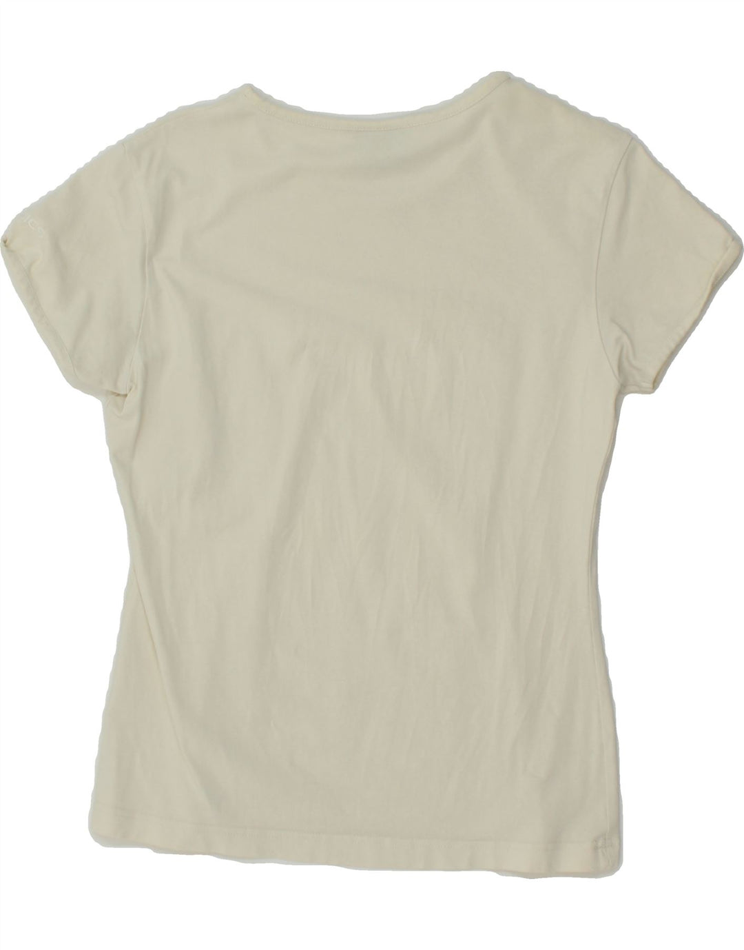 ASICS Womens T-Shirt Top UK 10 Small Off White Cotton Vintage Asics and Second-Hand Asics from Messina Hembry 
