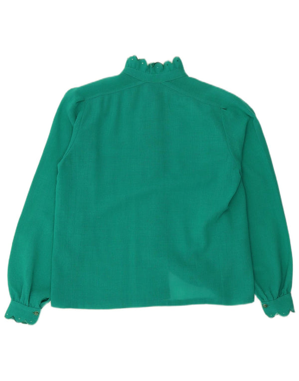 Vintage mujer camisa blusa Reino Unido 16 grande turquesa