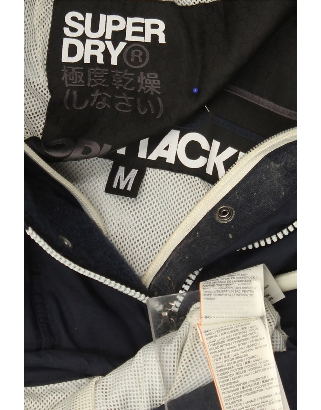 SUPERDRY Chaqueta cortavientos gráfica para hombre UK 38 Medium Azul marino Nylon