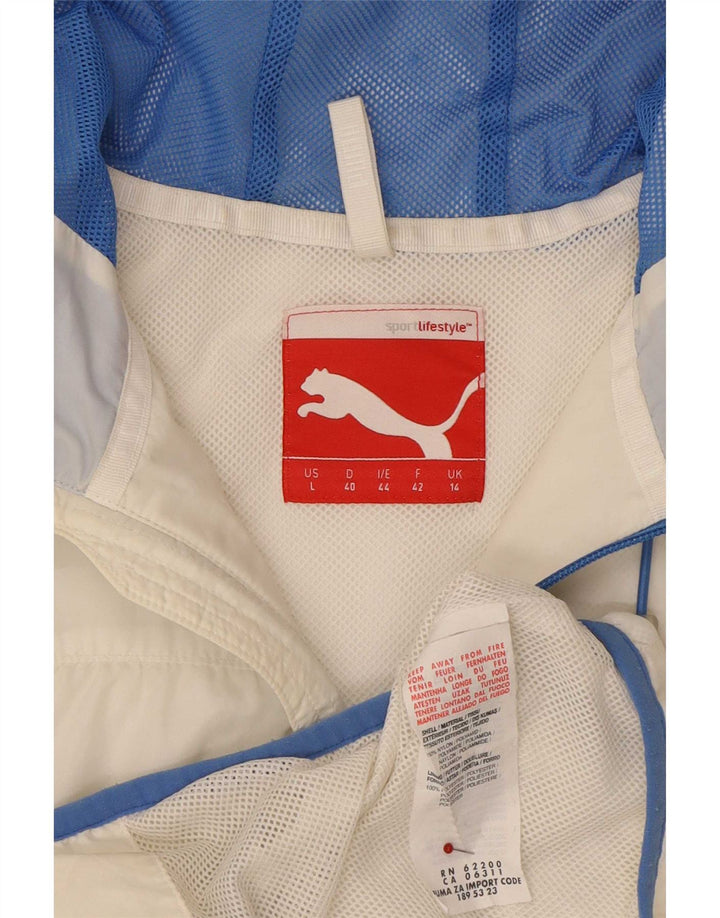 Puma - Chaqueta impermeable con capucha para mujer, talla 40, nailon blanco grande