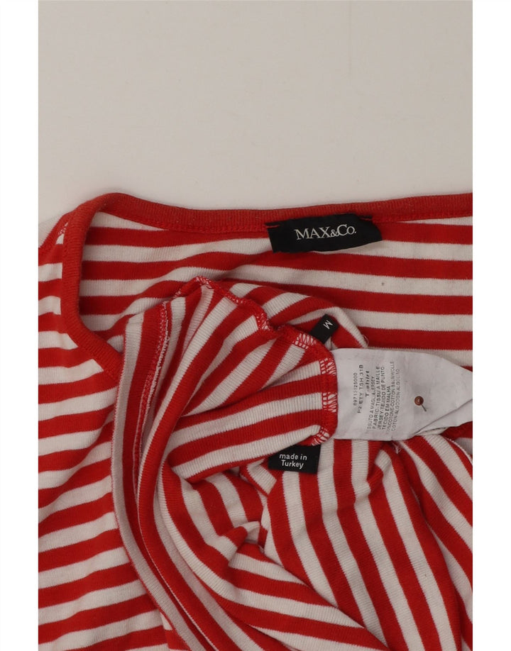 Max & Co. Camiseta gráfica para mujer Top UK 42 Algodón a rayas rojas medianas