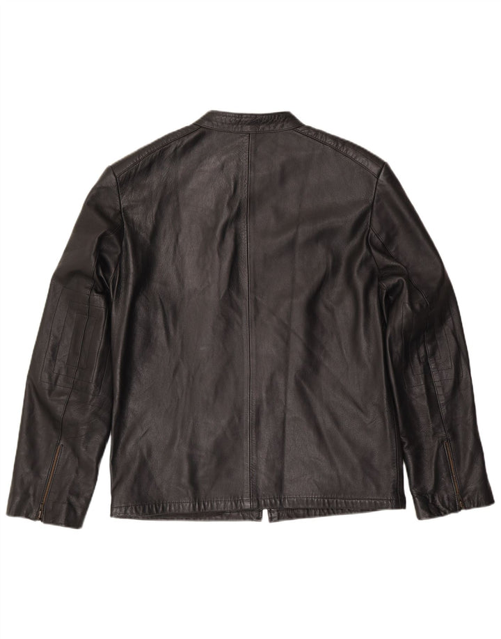 Vintage chaqueta de cuero para hombre Reino Unido 38 cuero negro medio