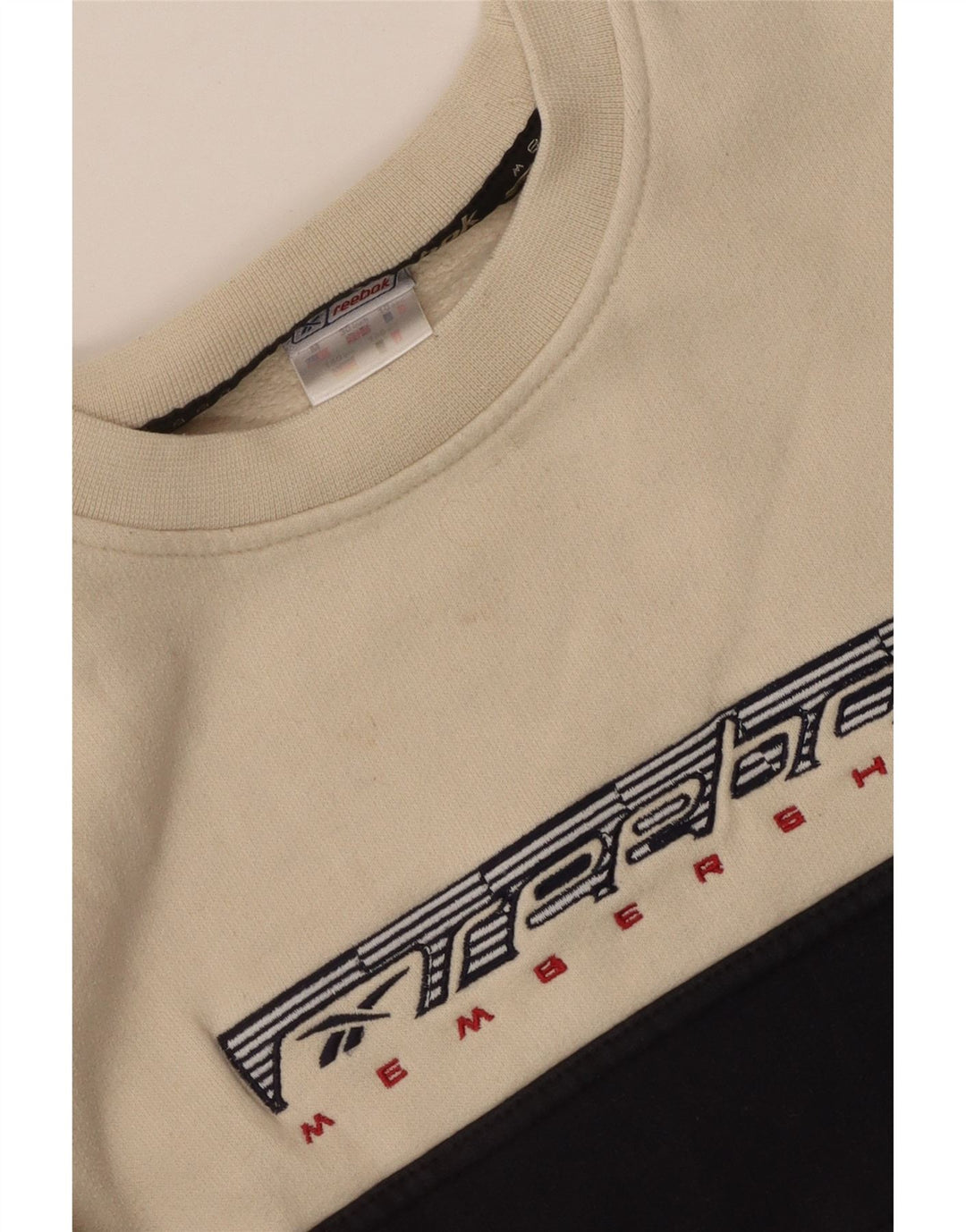 Reebok Sudadera gráfica para niños de 10 a 11 años, tamaño mediano, color beige