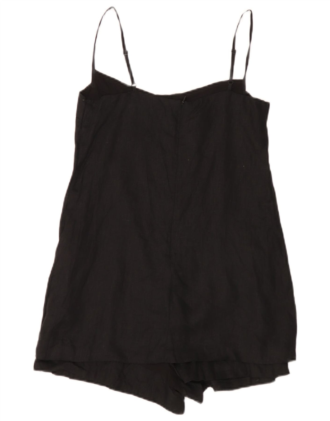 Zara Mujer Mono Corto UK 10 Pequeño Lino Negro