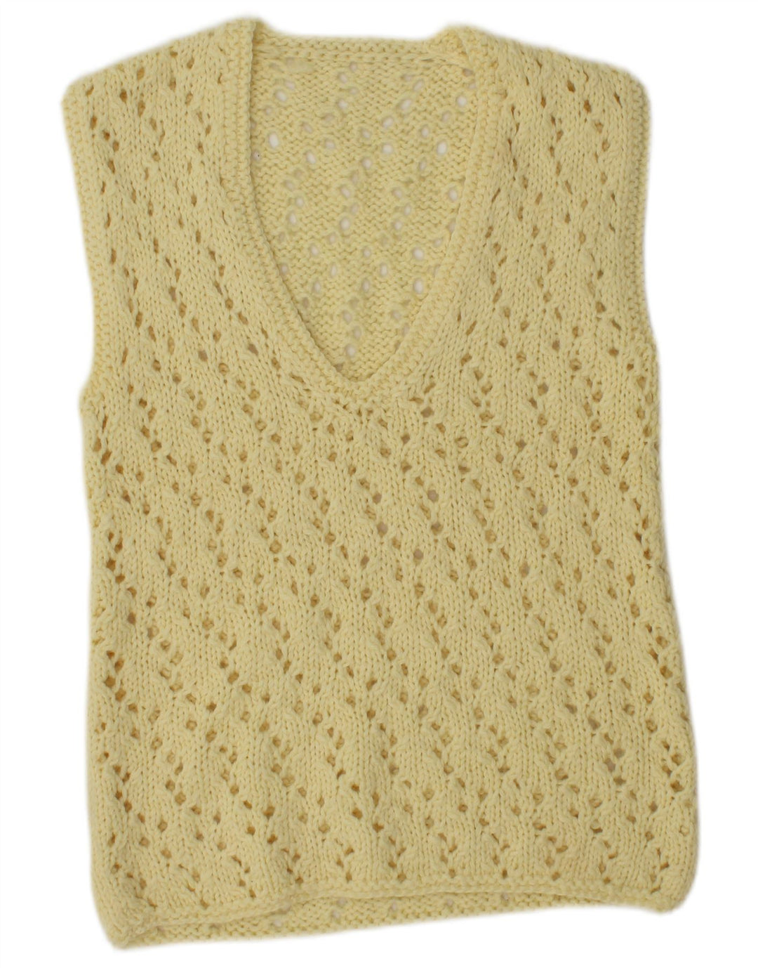 Vintage mujer chaleco camiseta Reino Unido 12 amarillo medio