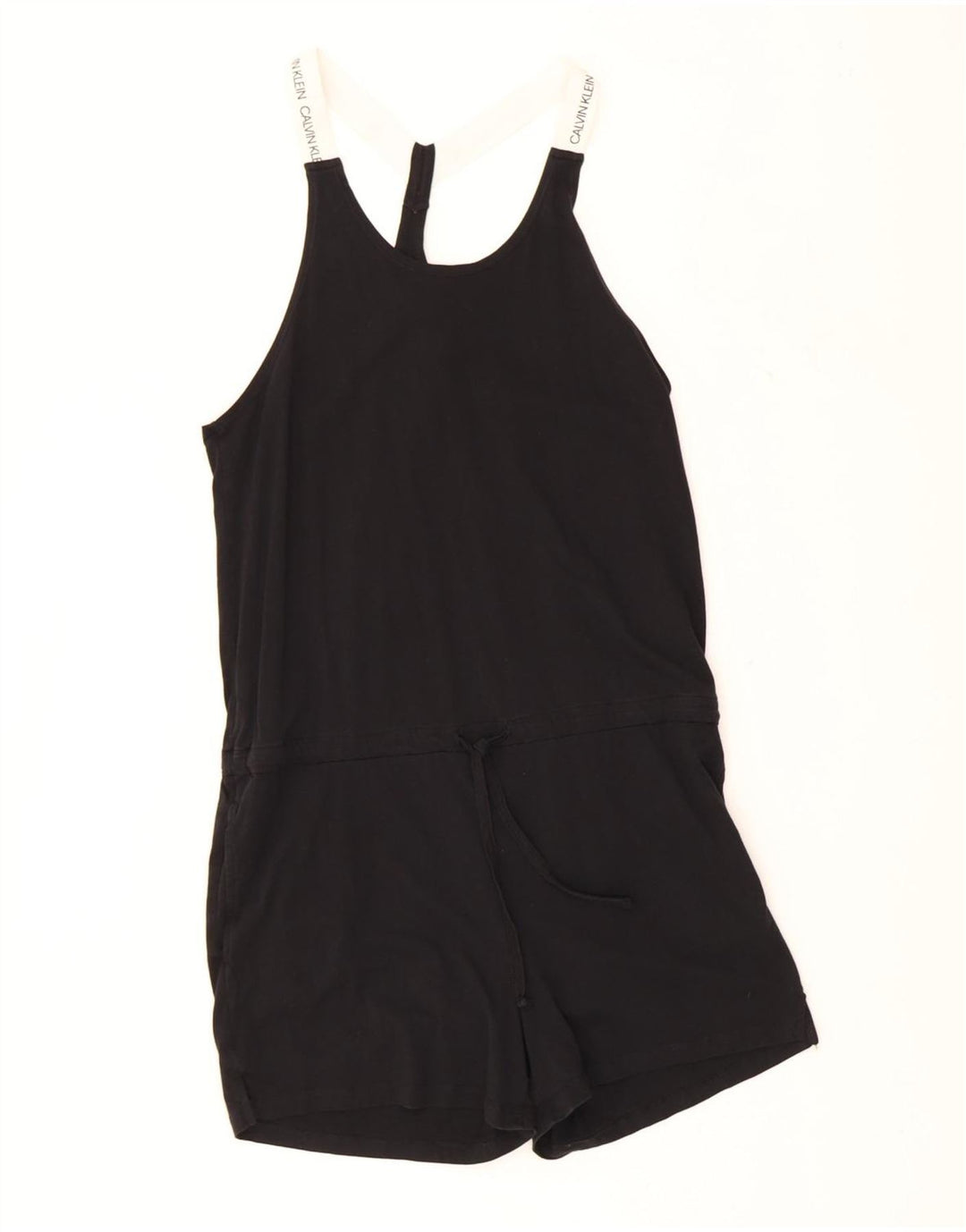 CALVIN KLEIN Womens Graphic Playsuit UK 14 Large Black Cotton Vintage Calvin Klein and Second-Hand Calvin Klein from Messina Hembry 