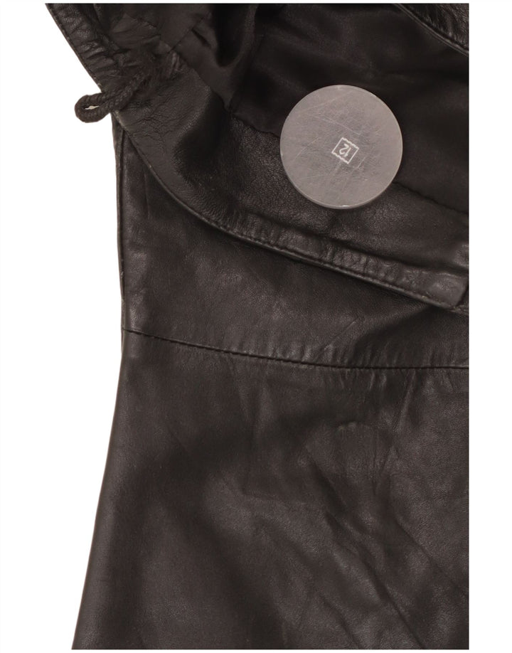 VINTAGE Pantalones de cuero con corte de bota para mujer Reino Unido 12 Medio W30 L32 Negro