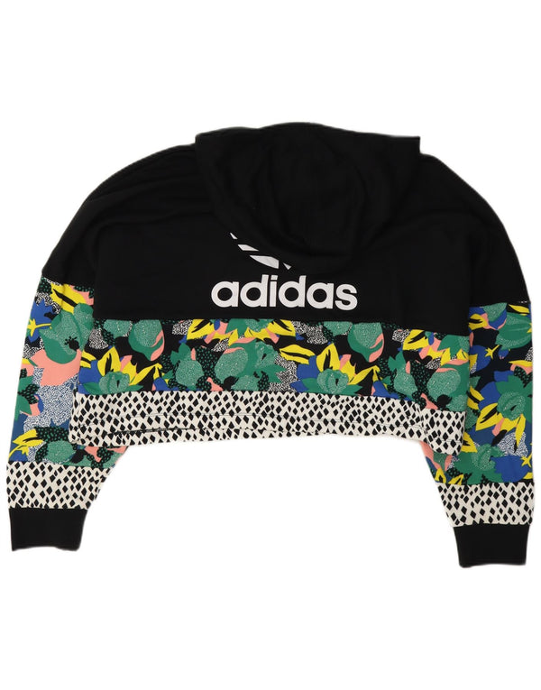 Adidas - Sudadera con capucha para mujer con gráfico Her Graphic, talla 40, talla mediana, color negro floral