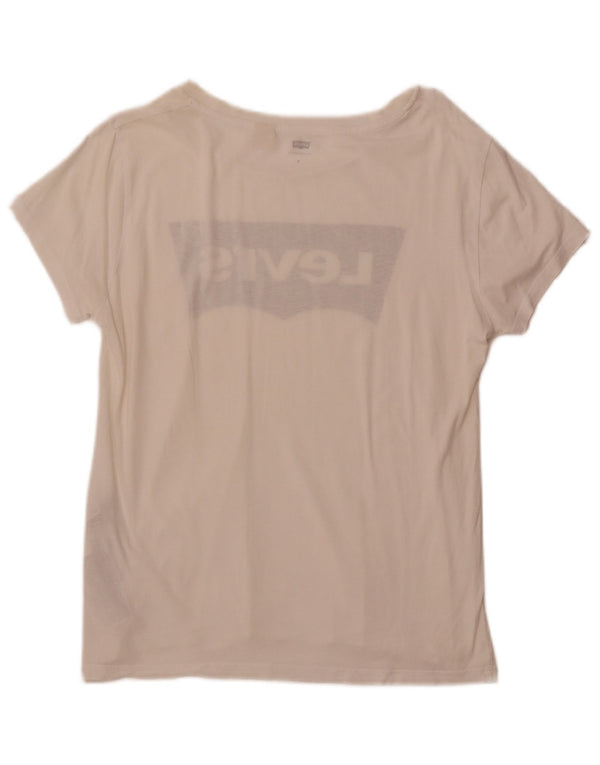 LEVI'S Camiseta gráfica para mujer Top UK 12 Medium White Cotton
