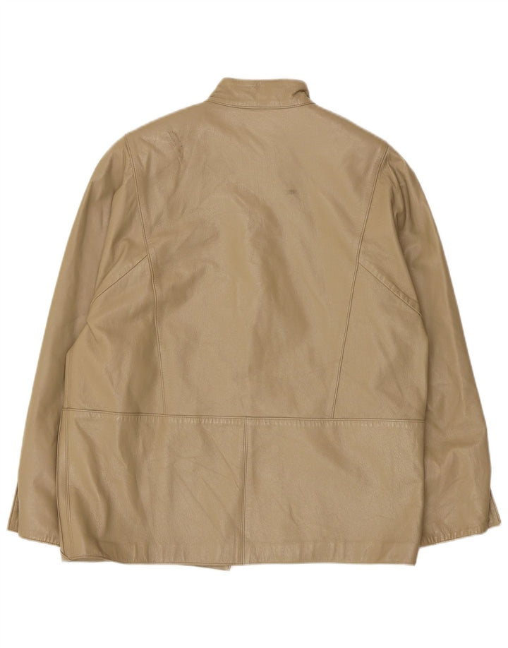 Chaqueta de cuero vintage para mujer IT 46 cuero beige grande