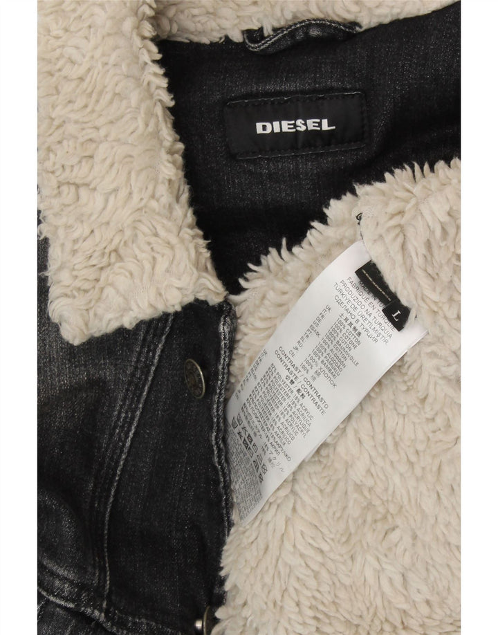 DIESEL Chaqueta vaquera Sherpa para hombre UK 40 Grande Gris Algodón