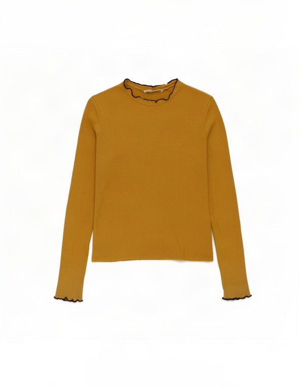 Zara Mujer Trafaluc Top Manga Larga UK 44 Medio Amarillo