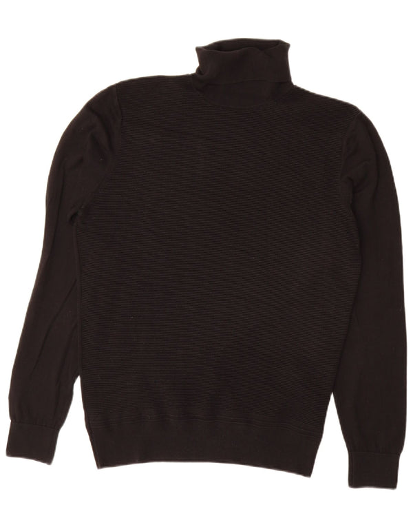 Zara - Jersey con cuello vuelto para mujer, talla 40, talla mediana, algodón negro
