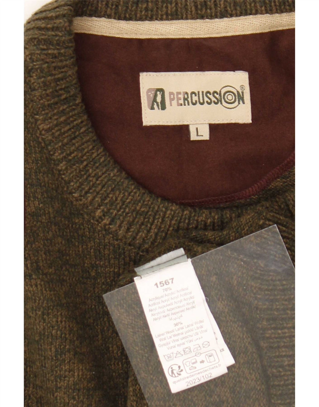Percussion Jersey De Cuello Redondo Para Hombre Acrílico Color Block Caqui Grande