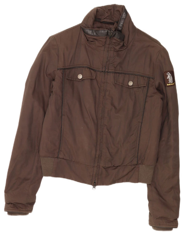 Refrigue Chaqueta bomber corta para mujer Reino Unido 12 Algodón marrón medio