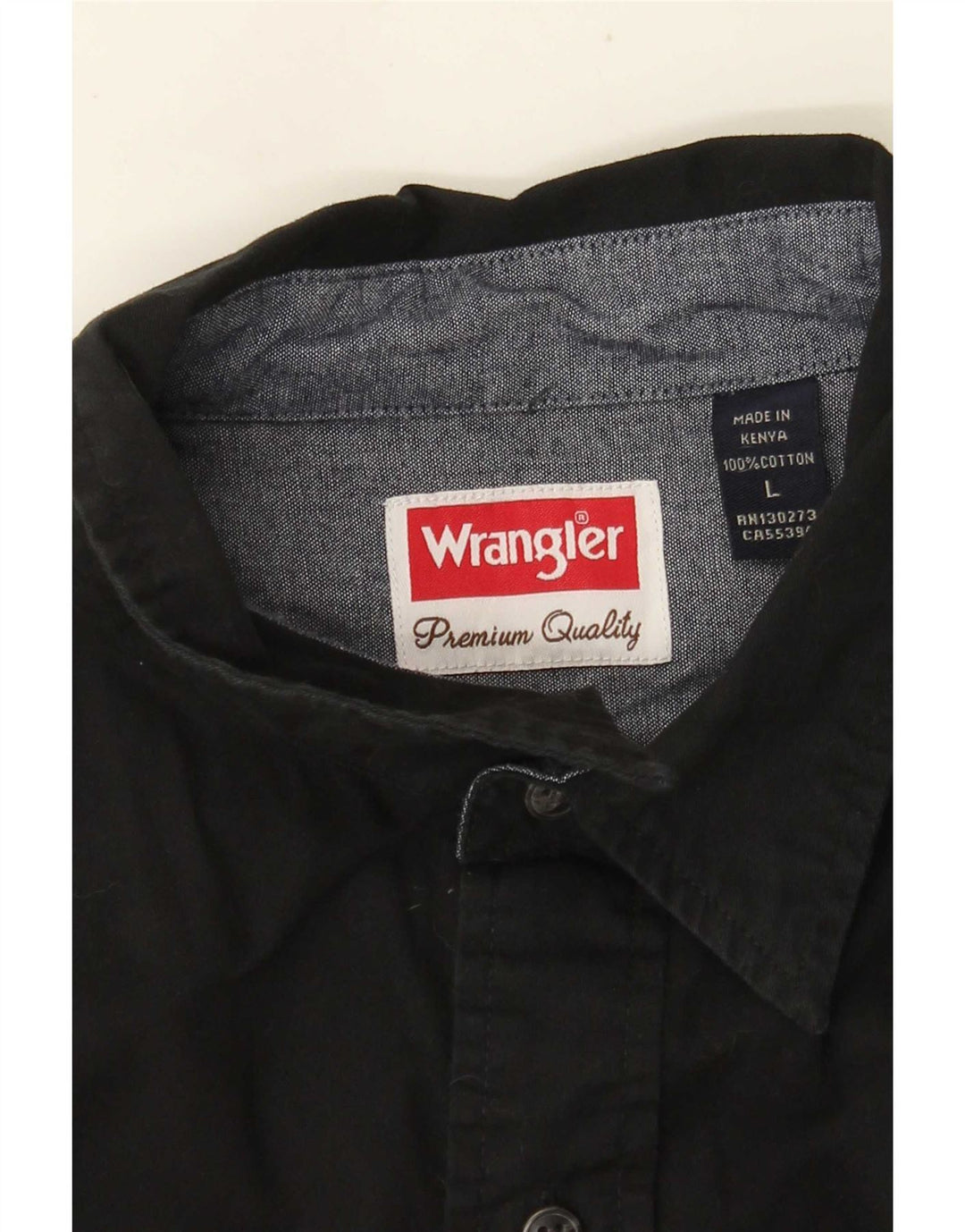 WRANGLER Camisa de manga corta para hombre grande de algodón negro