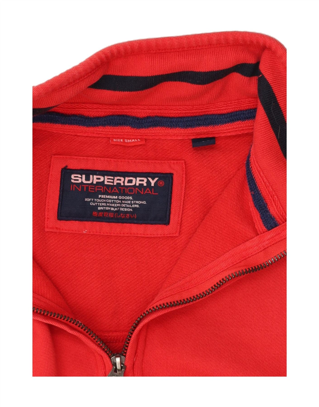 SUPERDRY Mens Zip Neck Sweatshirt Jumper Small Red Cotton Vintage Superdry and Second-Hand Superdry from Messina Hembry 