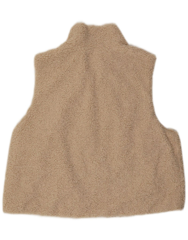 Zara Mujer Chaleco De Forro Extragrande UK 10 Small Beige Poliéster