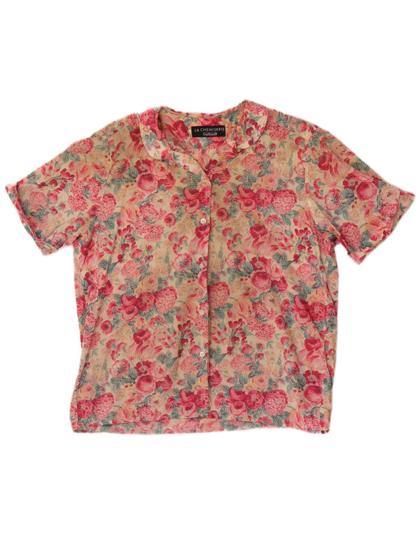 Cacharel Blusa de manga corta para mujer UK 44 Grande Multicolor Floral