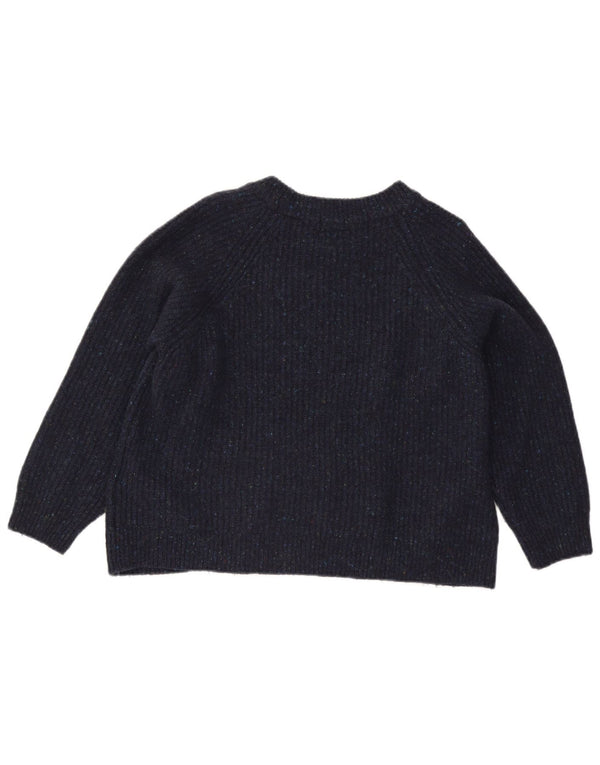 Superdry Jersey con cuello barco para mujer, talla 40, talla grande, de lana moteada en azul marino
