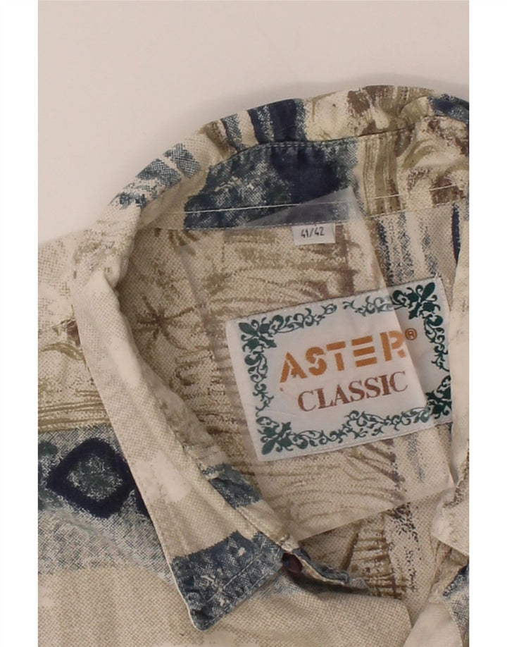 ASTER Mens Abstract Pattern Shirt Size 41/42 Large Beige Hawaiian Vintage Aster and Second-Hand Aster from Messina Hembry 
