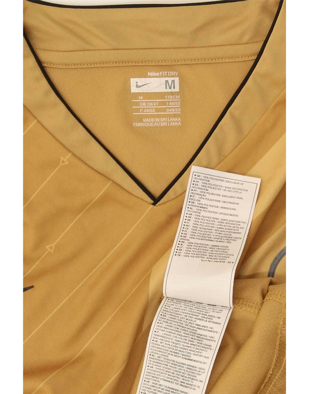 Nike Camiseta Hombre Top ES 39/41 Marrón Medio Rayas Poliéster