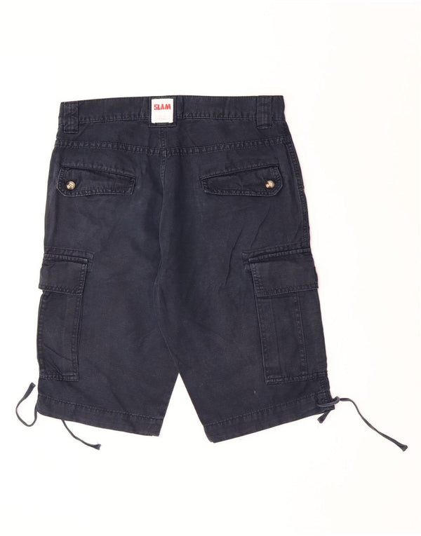 Slam Mens Cargo Shorts IT 46 Small W30 Azul Marino Algodón