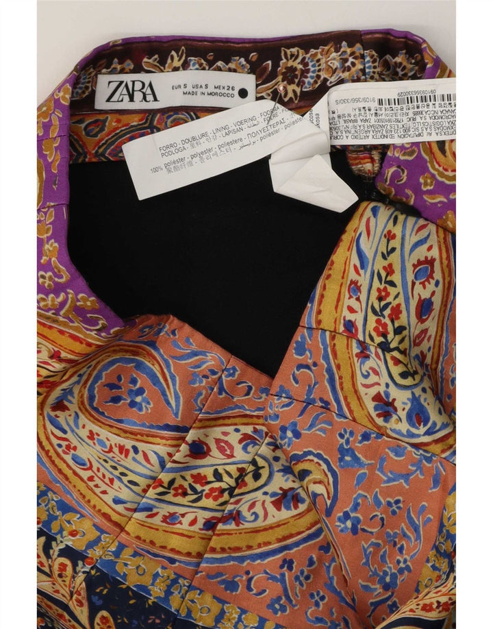Minifalda Zara Mujer Small W26 Poliéster Paisley Multicolor