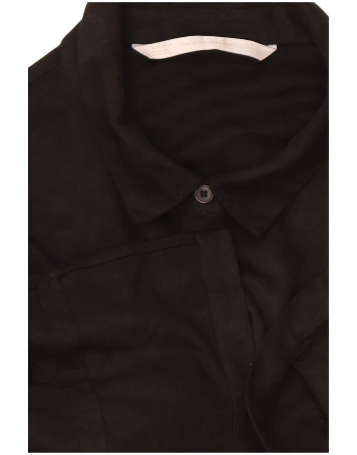Zara Mujer Blusa Camisa UK 44 Mediano Negro
