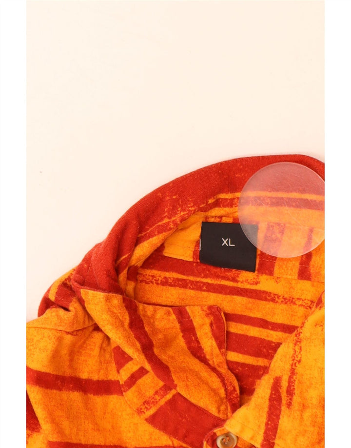 HUGO BOSS Camisa tipo jersey de manga corta para hombre XL Algodón a rayas naranja