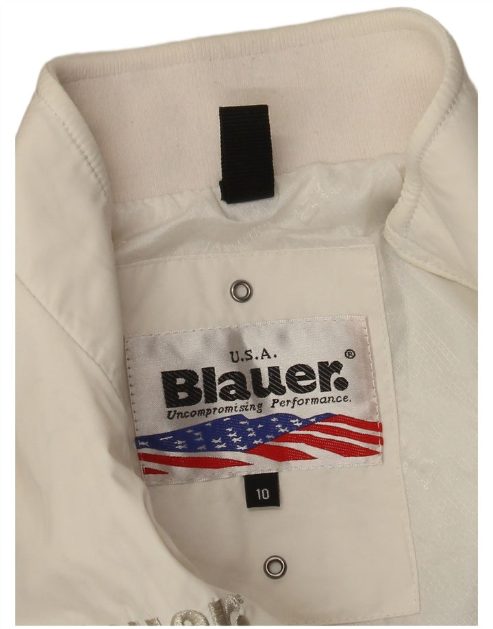 Blauer Chaqueta Bomber con Estampado para Niñas 9-10 Años Blanco Clásico
