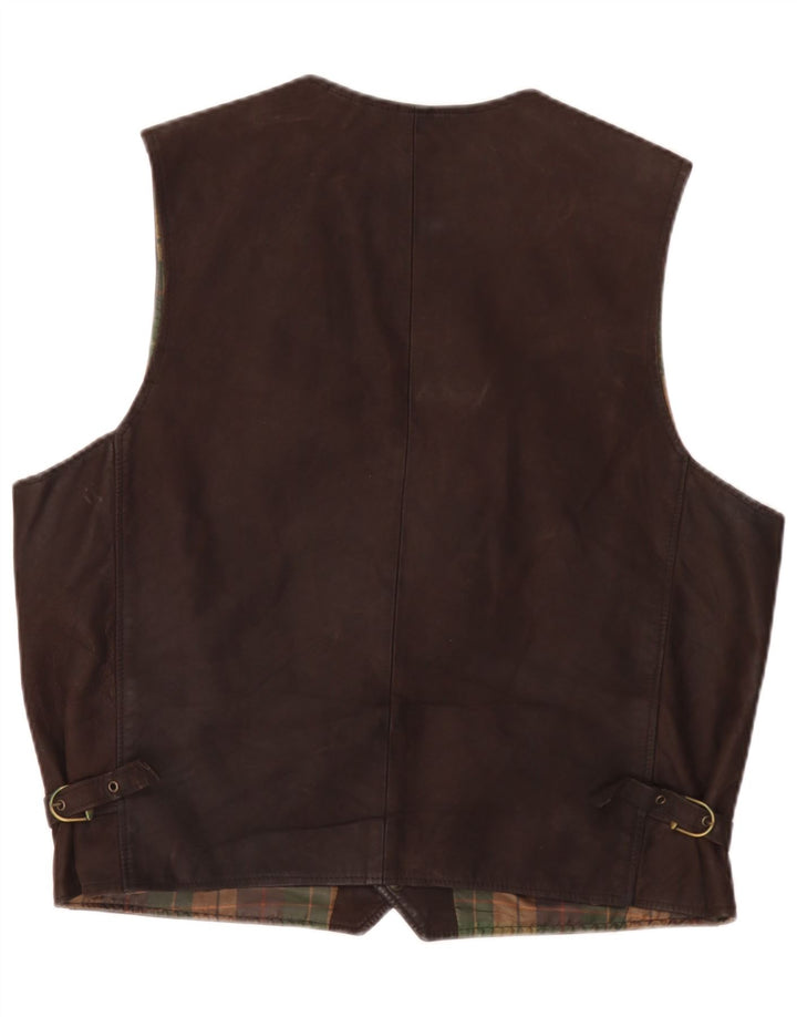 Chaleco de cuero vintage para hombre IT 56 2XL Marrón