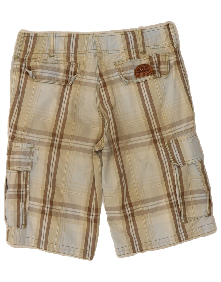 SUNDEK Mens Cargo Shorts  W30 Medium  Beige Check Vintage Sundek and Second-Hand Sundek from Messina Hembry 